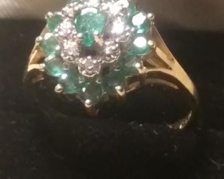 14k gold emerald natural & DIAMONDS.