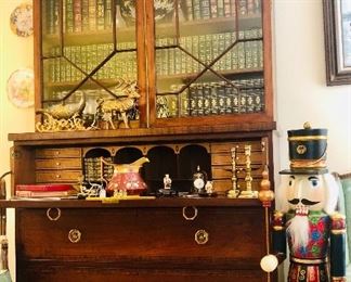 19th Century Secretary filled with Leather Bound Books!