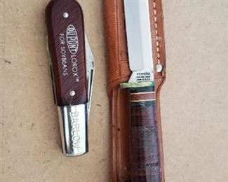 Western Fixed Blade Knife and Barlow Pocket Knife
