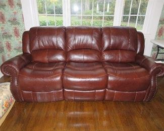 Double reclining leather sofa-three months old