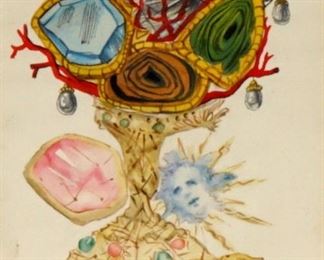 1954 Salvador Dali Watercolor