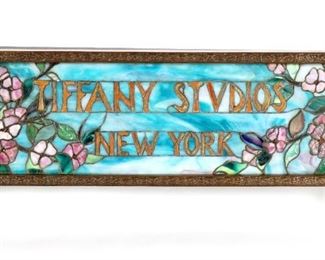 After Tiffany Studios Leaded Glass Display Sign