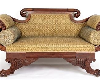 Carved American Classical Empire Sofa