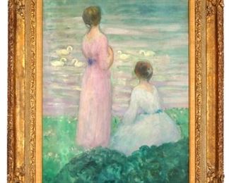 Henri Lebasque Women at Waters Edge Oil Painting