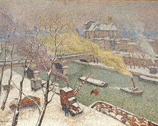 Jacques MartinFerrieres Snow on the Seine OilCan