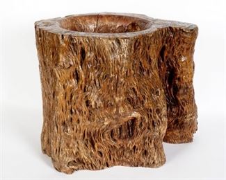 Large Chinese Natural Root Wood Brush Pot