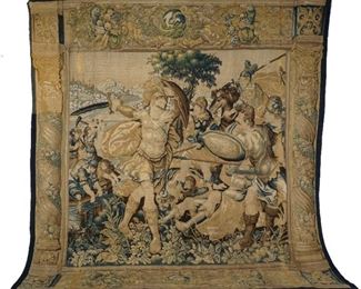 Large 17th C Siege of Tyre Flemish Tapestry