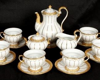 Meissen Gold Leaf Decorated Demitasse Set