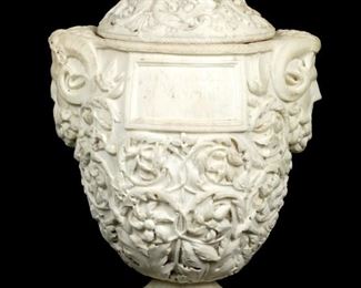 Neoclassical Carved Marble Covered Urn