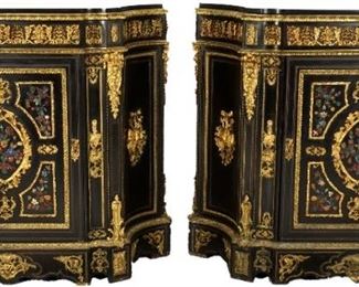 Pr RussianFrench Ormolu Hardstone Cabinets