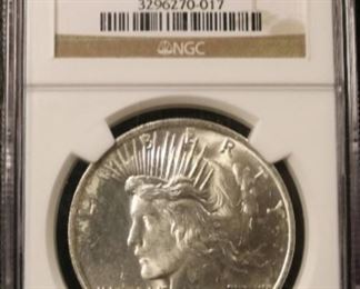 1923 MS63 Peace silver dollar coin