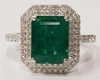 14K 3ct Emerald diamond ring App$14,100 sz6.75