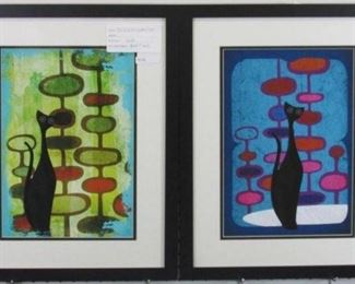Mid Century Modern Abstract Cats