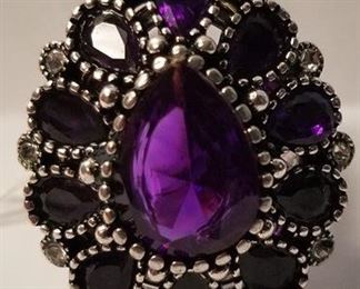 German silver amethyst ring sz8
