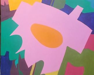 Jae Carmichael large abstract floral painting.