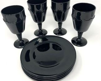 Vintage Black Glass Goblets Set of 12 https://ctbids.com/#!/description/share/281411