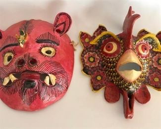 Vintage Festive Folk Art Wall Masks (2)   https://ctbids.com/#!/description/share/281462