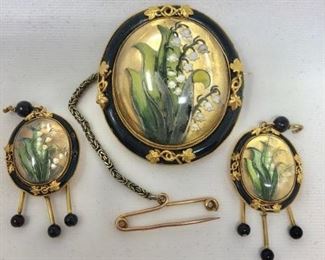 Antique 14k Mourning Brooch and Earrings Set https://ctbids.com/#!/description/share/285498