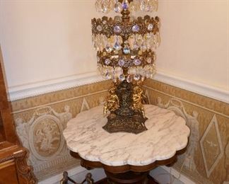 UNBELIEVABLE Romweber Crystal and Cherub Table Fixture