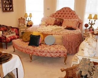 UNBELIEVABLE Shabby Chicness--Round Bed w/ Custom Upholstery
