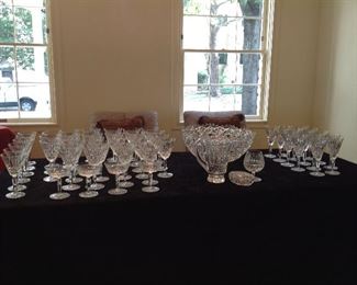 Waterford crystal wine glasses and large bowl.