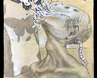 Signed SALVADOR DALI Drawing, Allegory of the Soul