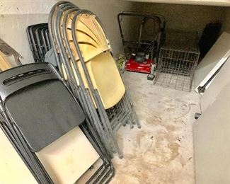 The lawn mower and all the black folding chairs are sold.