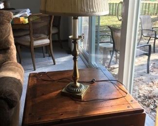 Lamp and Oak End Table