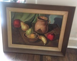 Original still-life painting with fruit