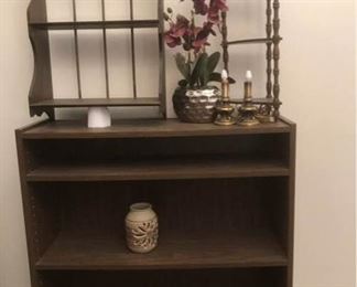 3 Shelves, 2 Lamps, 1 Pot, and Flowers
