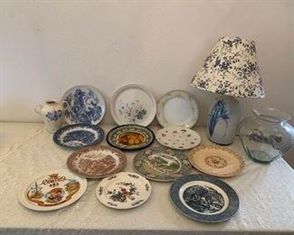 Collectible Plates, Vase, Lamp