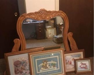 Dresser Mirror and 4 Pictures