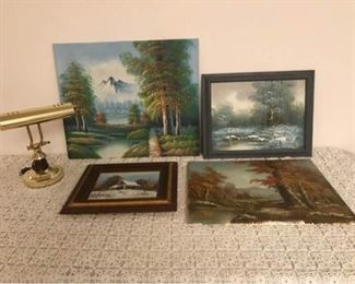 Paintings and Lamp