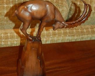 Carved wood stag
