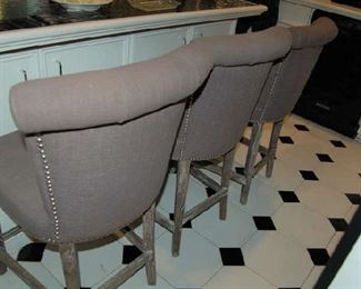 Washed gray fabric barstools