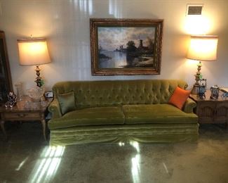 Mid century sofa and end tables 