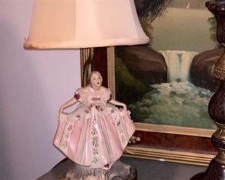 Vintage Victorian Figural Man and Woman Statue lamps 