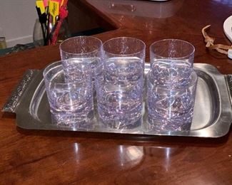 Stainless tray and quality acrylic glasses 