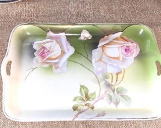 Vintage handpainted floral dresser set - perfect condition 