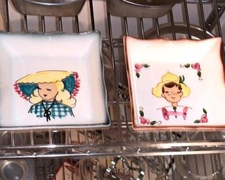 Vintage girl and boy plates 