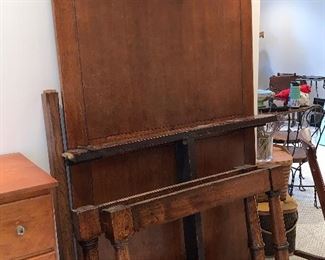 Large Vintage Oak Trestle kitchen table - table was taken apart for easy removal 