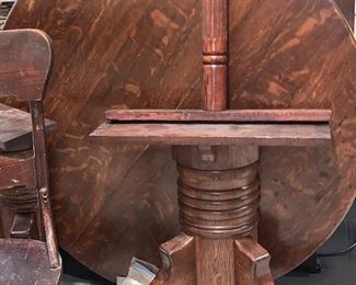 Antique round wooden kitchen table w/6 chairs - table was taken apart for easy removal 