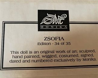2 Absolutely Stunning Monika Dolls - Zsofia #34/35 w/box