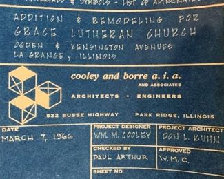 March 7th 1966 - Blue Prints from Grace Lutheran Church - La Grange IL