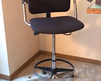 Vintage chrome office chair - can be lowered or raised