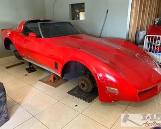74: 1980 Chevrolet Corvette Coupe, Two-Door Hardtop
VIN: 1Z87HAS421417 Car is being sold without Wheels. Has no motor or transmission. Has Roll cage and driver bucket seat. Emergency electrical cut off switch behind seats
