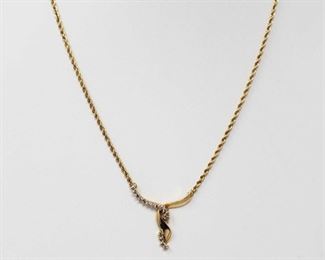 1040: 14k Gold Necklace with Diamond Pendent, 11g
Measures approx 19", weighs approx 11g