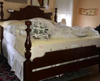 Lane king bed (headboard, footboard, slats, wood)