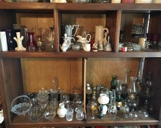 Just some of the Glassware, Ceramics & Porcelain: Belleek, Hurricane Oil Lamps, Limoges,  Nippon and more