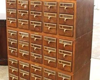  Walnut “Bro-Dart Industries, New Jersey” 4 Stack Multi Drawer Index Drawer File Cabinet in Original Finish 
